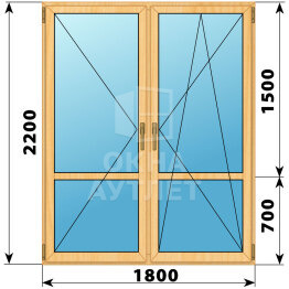 Штульповая стеклянная балконная дверь из сосны 1800×2200 ОА-61681