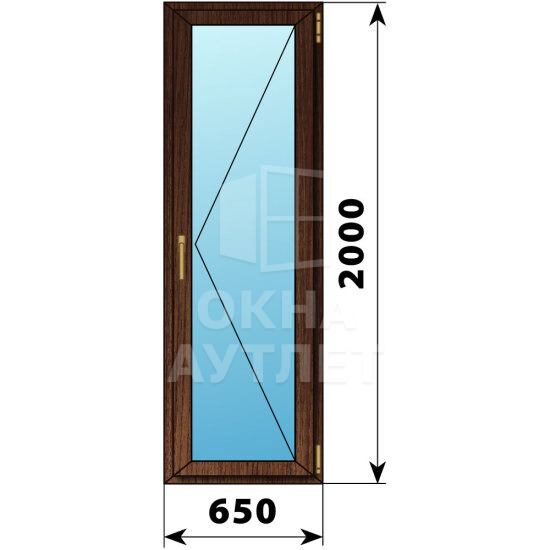 Стеклянная балконная дверь из дуба 650×2000 П ОА-63190