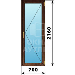 Стеклянная балконная дверь из дуба 700×2160 П ОА-61081