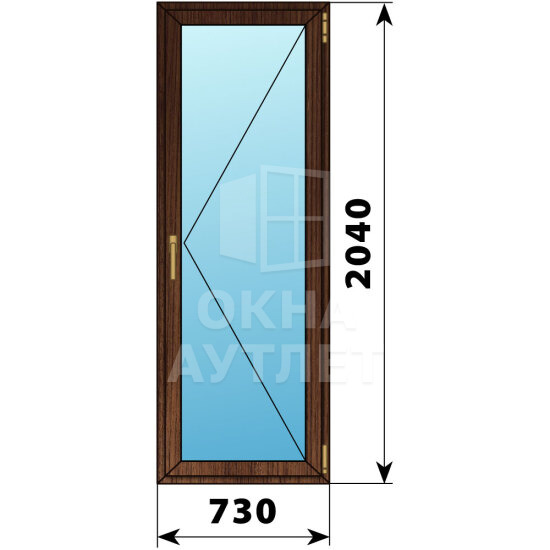 Стеклянная балконная дверь из дуба 730×2040 П ОА-60976