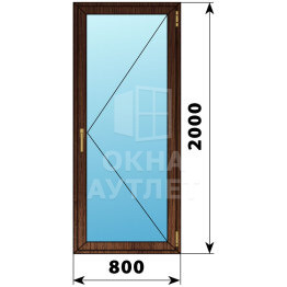 Стеклянная балконная дверь из дуба 800×2000 П ОА-61126