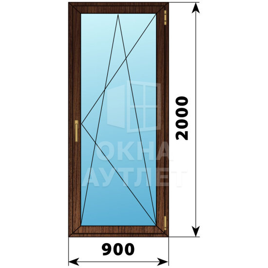Стеклянная балконная дверь из дуба 900×2000 ПО ОА-61342