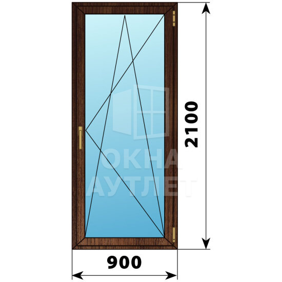 Стеклянная балконная дверь из дуба 900×2100 ПО ОА-61444