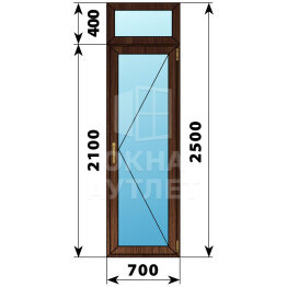 Стеклянная балконная дверь из дуба с фрамугой 700×2500 П ОА-61465