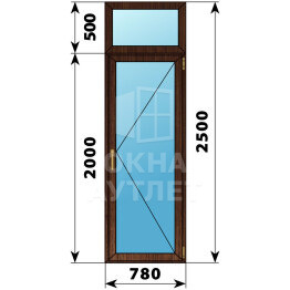 Стеклянная балконная дверь из дуба с фрамугой 780×2500 П ОА-63526