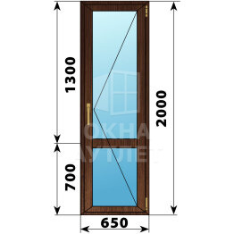 Стеклянная балконная дверь из дуба с импостом 650×2000 П ОА-63295