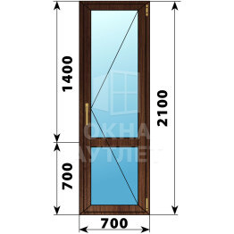 Стеклянная балконная дверь из дуба с импостом 700×2100 П ОА-61174