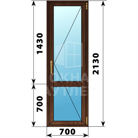 Стеклянная балконная дверь из дуба с импостом 700×2130 П ОА-61258