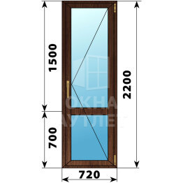 Стеклянная балконная дверь из дуба с импостом 720×2200 П ОА-63457
