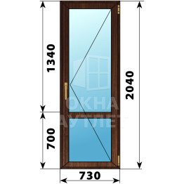 Стеклянная балконная дверь из дуба с импостом 730×2040 П ОА-61177