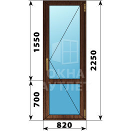Стеклянная балконная дверь из дуба с импостом 820×2250 П ОА-61603