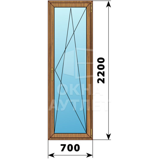 Стеклянная балконная дверь из лиственницы 700×2200 ПО ОА-60070