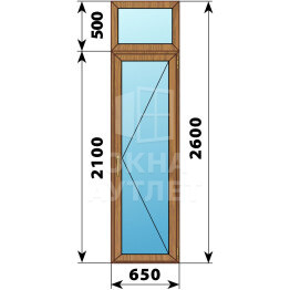 Стеклянная балконная дверь из лиственницы с фрамугой 650×2600 П ОА-60325