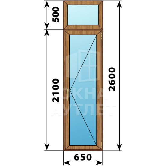 Стеклянная балконная дверь из лиственницы с фрамугой 650×2600 П ОА-60325