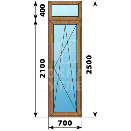 Стеклянная балконная дверь из лиственницы с фрамугой 700×2500 ПО ОА-60376