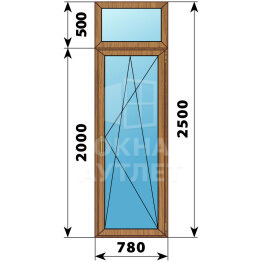 Стеклянная балконная дверь из лиственницы с фрамугой 780×2500 ПО ОА-60589