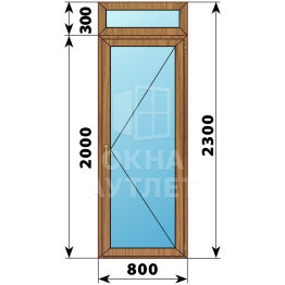 Стеклянная балконная дверь из лиственницы с фрамугой 800×2300 П ОА-60415