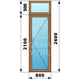 Стеклянная балконная дверь из лиственницы с фрамугой 800×2600 П ОА-60721