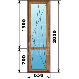 Стеклянная балконная дверь из лиственницы с импостом 650×2000 ПО ОА-59959