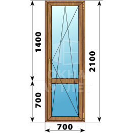 Стеклянная балконная дверь из лиственницы с импостом 700×2100 ПО ОА-60106