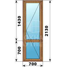 Стеклянная балконная дверь из лиственницы с импостом 700×2130 П ОА-60142