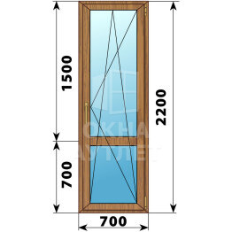 Стеклянная балконная дверь из лиственницы с импостом 700×2200 ПО ОА-62941