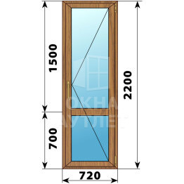 Стеклянная балконная дверь из лиственницы с импостом 720×2200 П ОА-60238