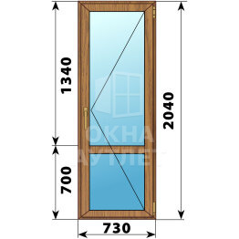 Стеклянная балконная дверь из лиственницы с импостом 730×2040 П ОА-60097