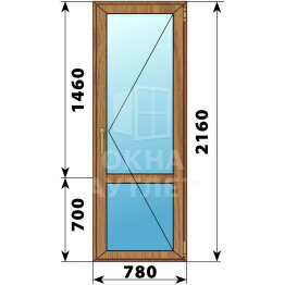 Стеклянная балконная дверь из лиственницы с импостом 780×2160 П ОА-62971