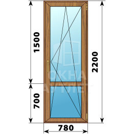 Стеклянная балконная дверь из лиственницы с импостом 780×2200 ПО ОА-60403