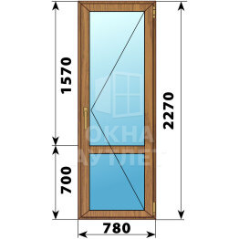 Стеклянная балконная дверь из лиственницы с импостом 780×2270 П ОА-60433
