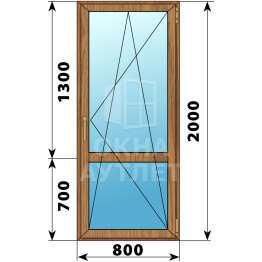 Стеклянная балконная дверь из лиственницы с импостом 800×2000 ПО ОА-60250