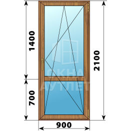 Стеклянная балконная дверь из лиственницы с импостом 900×2100 ПО ОА-60490