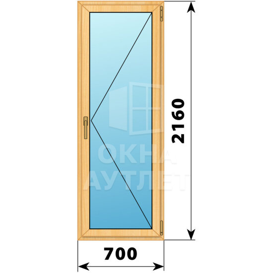 Стеклянная балконная дверь из сосны 700×2160 П ОА-59410