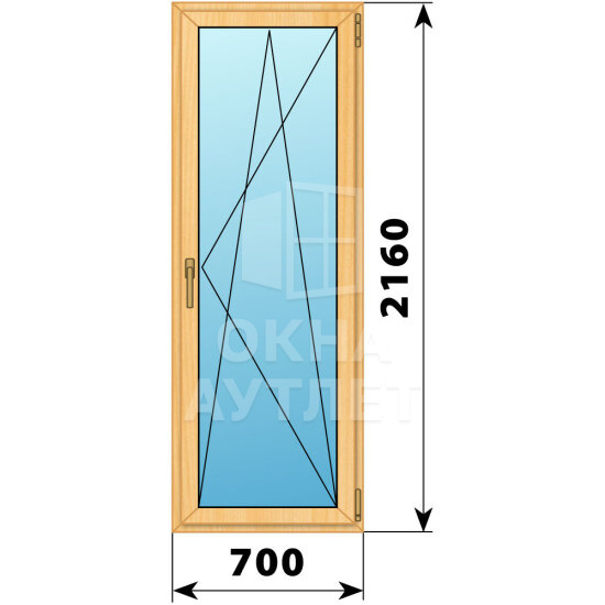 Стеклянная балконная дверь из сосны 700×2160 ПО ОА-62791