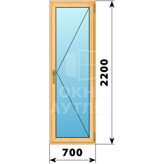 Стеклянная балконная дверь из сосны 700×2200 П ОА-59458
