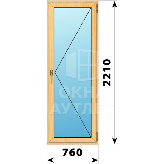 Стеклянная балконная дверь из сосны 760×2210 П ОА-62797