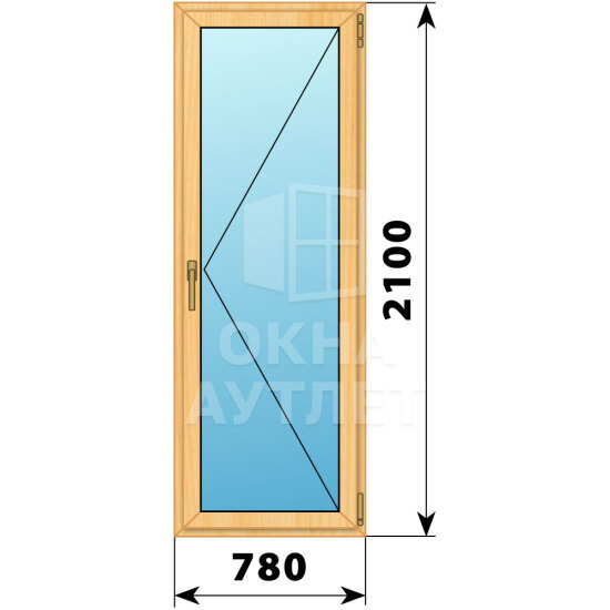 Стеклянная балконная дверь из сосны 780×2100 П ОА-59560