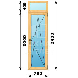 Стеклянная балконная дверь из сосны с фрамугой 700×2400 ПО ОА-59773
