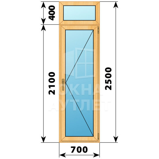 Стеклянная балконная дверь из сосны с фрамугой 700×2500 П ОА-59830