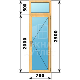 Стеклянная балконная дверь из сосны с фрамугой 780×2500 П ОА-60022