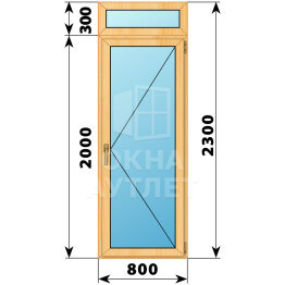 Стеклянная балконная дверь из сосны с фрамугой 800×2300 П ОА-59896