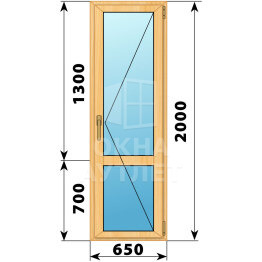 Стеклянная балконная дверь из сосны с импостом 650×2000 П ОА-59296