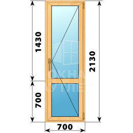 Стеклянная балконная дверь из сосны с импостом 700×2130 П ОА-59590