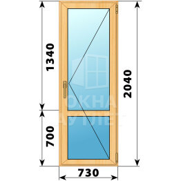 Стеклянная балконная дверь из сосны с импостом 730×2040 П ОА-59512
