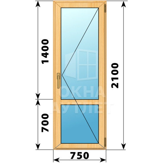 Стеклянная балконная дверь из сосны с импостом 750×2100 П ОА-59602