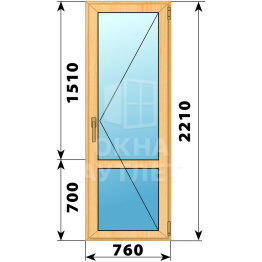 Стеклянная балконная дверь из сосны с импостом 760×2210 П ОА-59785