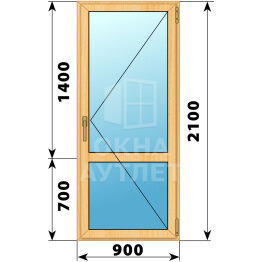 Стеклянная балконная дверь из сосны с импостом 900×2100 П ОА-59950