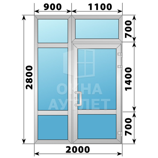 Теплая алюминиевая входная группа 2000×2800 ОА-66298