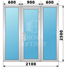 Теплая алюминиевая входная группа 2100×2500 ОА-66211
